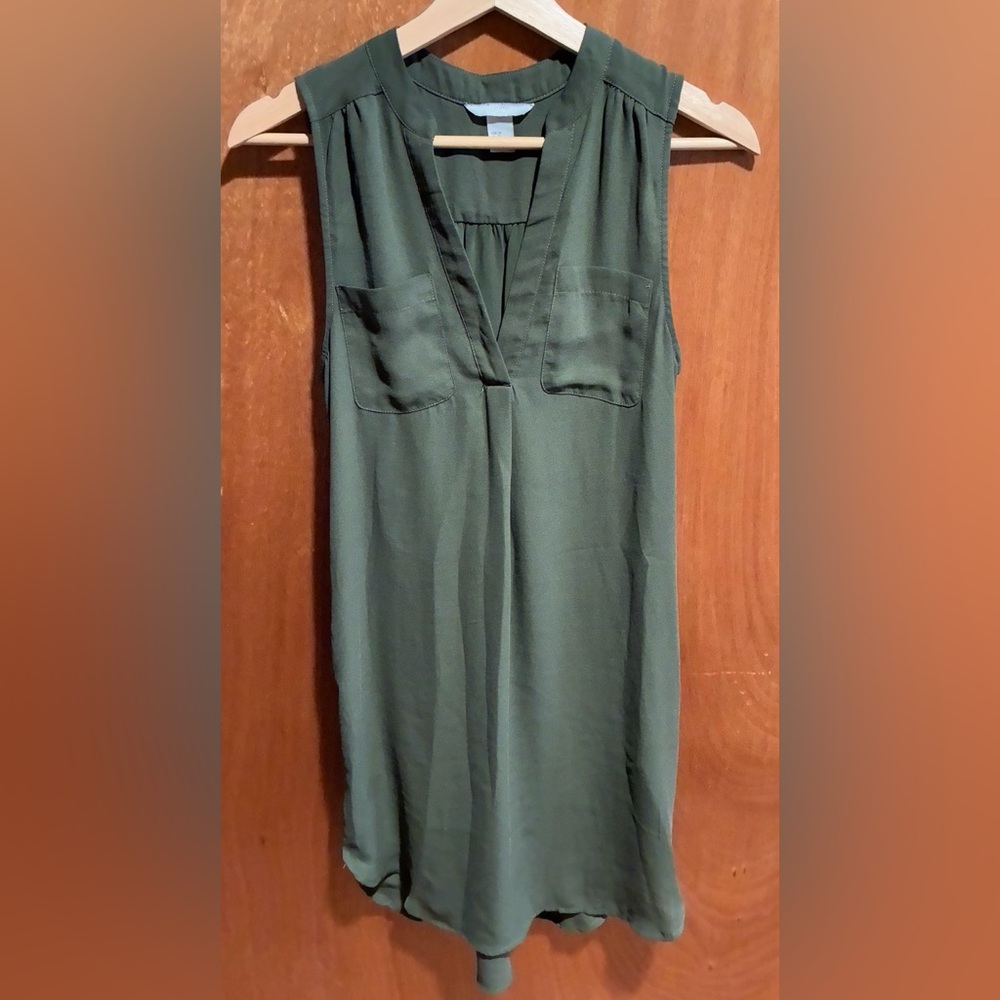 H&M Dark Green Sleeveless V-Neck Pocket Dress
